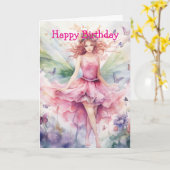 Carte Une Fée de Printemps de Naissance Magnifique (Fleur jaune)