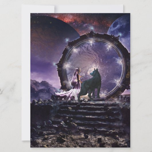 Carte Une fée et un loup sombre (Devant)