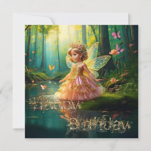 Carte Une fée magique dans un étang Joyeux anniversaire (Devant)