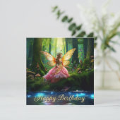 Carte Une féerie magique forêt boisée Joyeux anniversair (Debout devant)