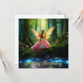 Carte Une féerie magique forêt boisée Joyeux anniversair (Devant/Arrière en situation)