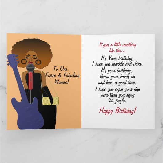 Carte Une femme afro-américaine chante au micro (Intérieur)