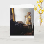 Carte Une femme avec un collier de perles, Johannes Verm (Fleur jaune)