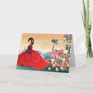 Carte Une femme coréenne portant un hanbok