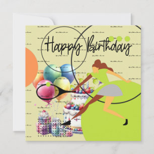 Carte Une femme de tennis joue à Happy Birthday sur jaun