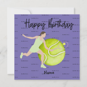 Carte Une femme de tennis joue Joyeux Anniversaire pour 