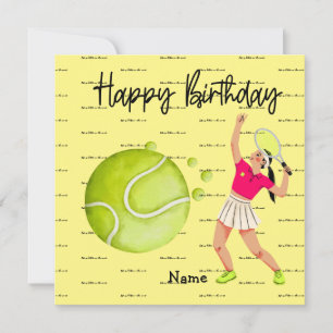 Carte Une femme de tennis joue Joyeux Anniversaire pour 