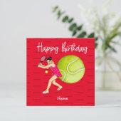 Carte Une femme de tennis joue Joyeux Anniversaire pour  (Debout devant)