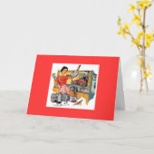 Carte Une femme rétro dans la cuisine (Fleur jaune)