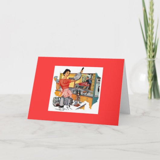 Carte Une femme rétro dans la cuisine (Devant)