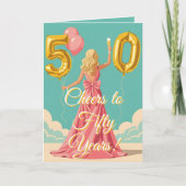Carte Une femme Toasting avec Champagne 50e anniversaire (Devant)