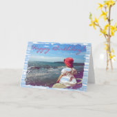 Carte Une fille au bord de la mer (Fleur jaune)