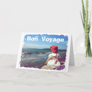 Carte Une fille au bord de la mer Bon Voyage Card