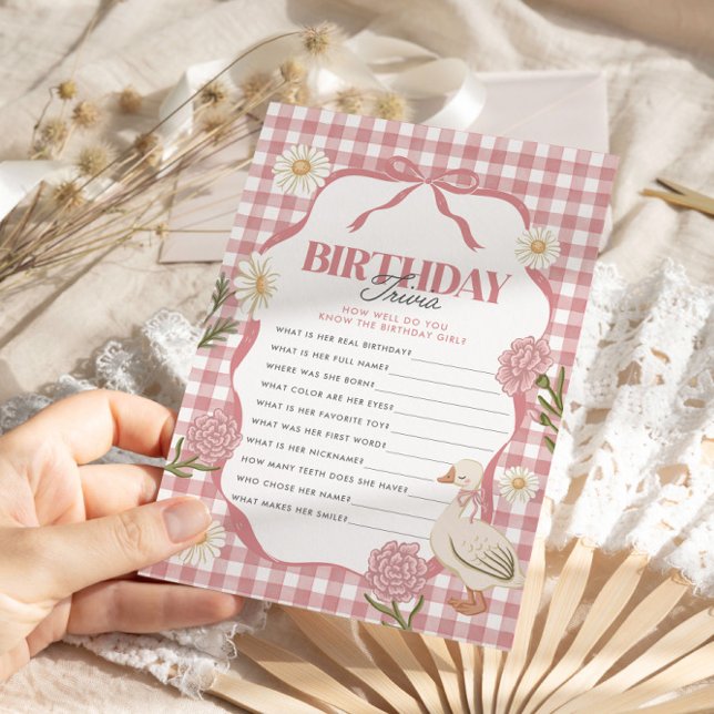 Carte Une fille d'oie sotte rose 1er anniversaire Trivia (Créateur téléchargé)