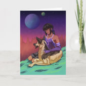 Carte Une fille et son chien dans l'espace (Devant)