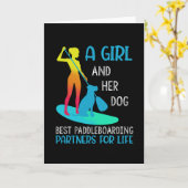 Carte Une Fille Et Son Chien Meilleur Paddleboard (Fleur jaune)