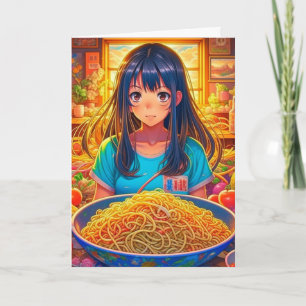 Carte Une fille et son Ramen Anime drôle Anniversaire