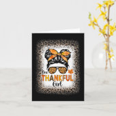 Carte Une Fille Merci Thanksgiving Messy Bun Leopard B (Fleur jaune)