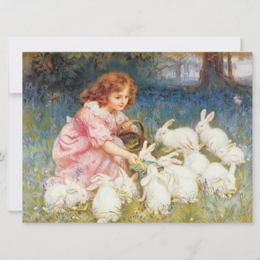 Carte Une fille nourrit les lapins (par Frederick Morgan (Devant)