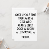Carte Une fille qui aimait vraiment le rugby et les chie (Devant/Arrière en situation)