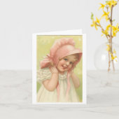 Carte Une fille victorienne dans un bonnet rose (Fleur jaune)