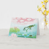 Carte Une Grenouille S'Enfonce Dans L'Étang Illustration (Fleur jaune)