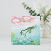 Carte Une Grenouille Verte S'Enfonce Dans La Fête De L'É (Debout devant)