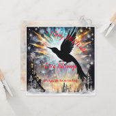 Carte Une histoire de solstice d'hiver rétro d'amour et  (Devant/Arrière en situation)