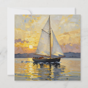 Carte Une illustration d'un voilier au coucher du soleil