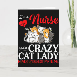 Carte Une infirmière et une folle de chats mère heureuse