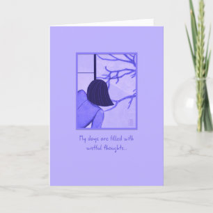 Carte Une jeune femme à Shoji Screen Missing You Card