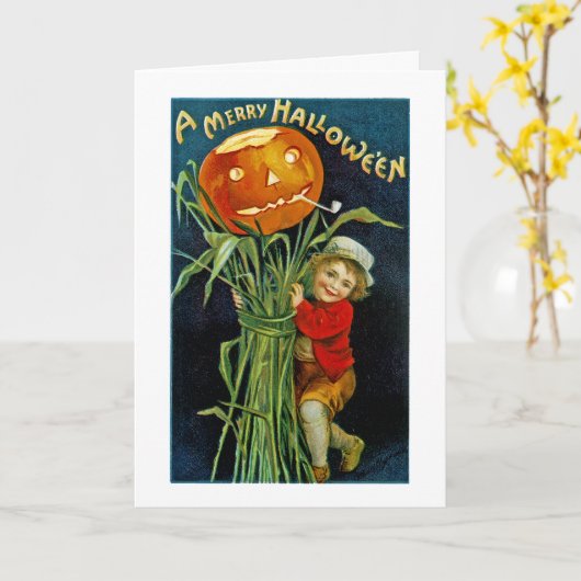 Carte Une joyeuse Halloween (Fleur jaune)