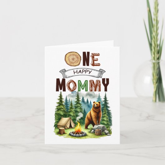 Carte Une joyeuse maman campeuse ours de camping pour pr (Devant)