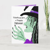 Carte Une joyeuse sorcière d'Halloween tirée à la main (Devant)