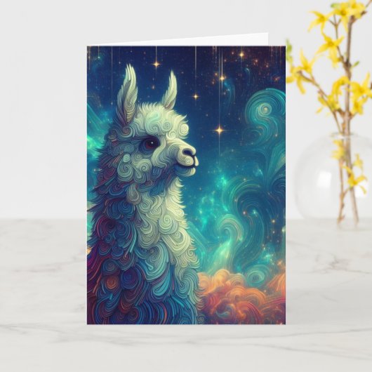 Carte Une lama adorable (Fleur jaune)