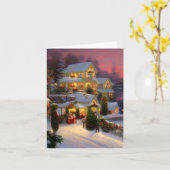 Carte Une maison ancienne décorée pour Noël Blank (Fleur jaune)