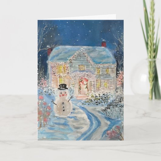 Carte Une maison de vacances festive de Noël (Devant)