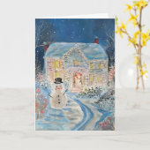 Carte Une maison de vacances festive de Noël (Fleur jaune)
