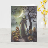 Carte Une marche brumeuse à Halloween. (Fleur jaune)