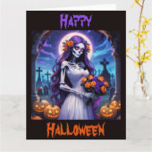 Carte Une mariée d'Halloween (Fleur jaune)