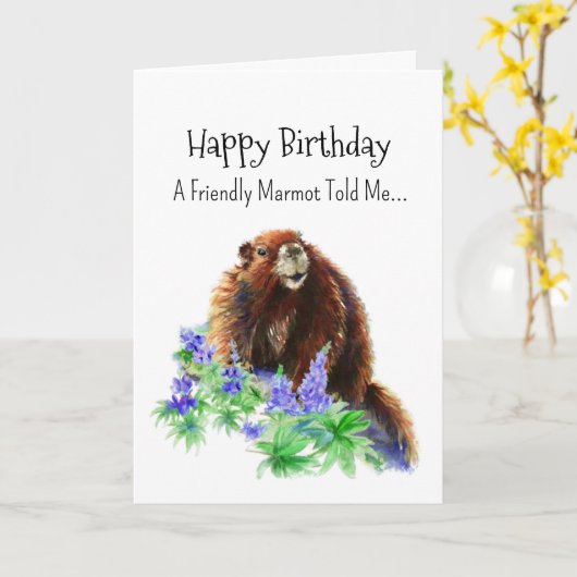 Carte Une Marmot Groundhog Personnalité Anniversaire Ani (Fleur jaune)