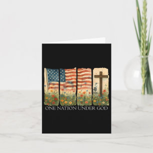 Carte Une nation sous Dieu Drapeau 4 juillet Floral Chri