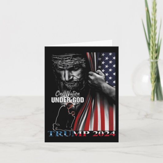 Carte Une nation sous Dieu Trump 2024 Dieu drapeau améri (Devant)
