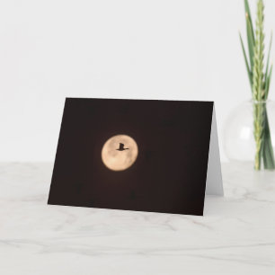Carte Une oie des neiges contre une pleine lune   Nouvea