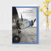 Carte Une pensée d'anniversaire... Trimoteur (Fleur jaune)