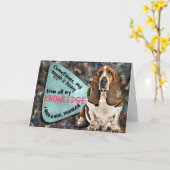Carte Une pensée hilarante de votre Basset Hound Anniver (Fleur jaune)