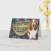 Carte Une pensée hilarante de votre Basset Hound Anniver (Fleur jaune)