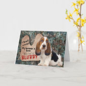 Carte Une pensée hilarante de votre Basset Hound Anniver (Fleur jaune)