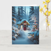 Carte Une petite cabane dans les bois | Noël festif (Fleur jaune)