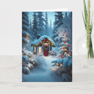 Carte Une petite cabane dans les bois   Noël festif